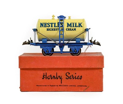 Lot 3239 - Hornby Series O Gauge Milk Tank Wagon Nestles Milk blue chassis (E box G)