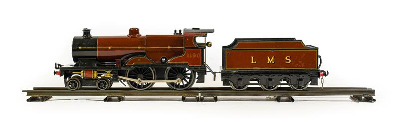 Lot 3241 - Bassett-Lowke O Gauge Clockwork 4-4-0 LMS 1190 Locomotive And 6-Wheel Tender (repainted to a...