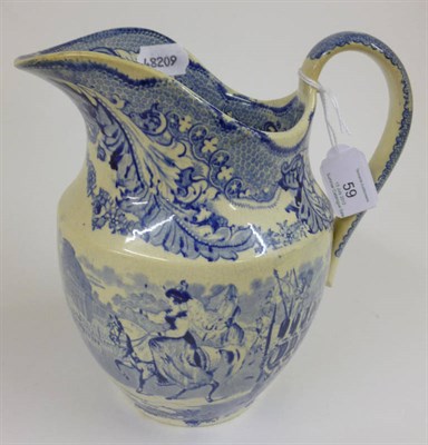 Lot 59 - A Staffordshire Pottery Water Jug, circa 1837, of helmet shape, printed in underglaze blue with...