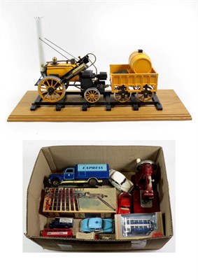 Lot 3252 - Hornby 3 1/2'' Gauge Live Steam Stephenson's Rocket (G, on display rail) together with a TippCo...