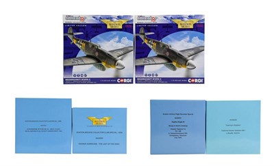 Lot 3289 - Corgi Aviation Archive 1:72 Scale WWII Group In White Box Outers 2xAA27102B Messerschmitt...