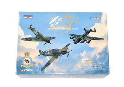 Lot 3314 - Corgi Aviation Archive AA39911 1:72 Scale Battle Of Britain Memorial Flight Set with Hawker...