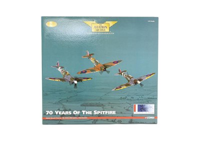 Lot 3318 - Corgi Aviation Archive AA99189 1:72 Scale 70 Years Of The Spitfire Johnnie Johnson 3 Piece Set with