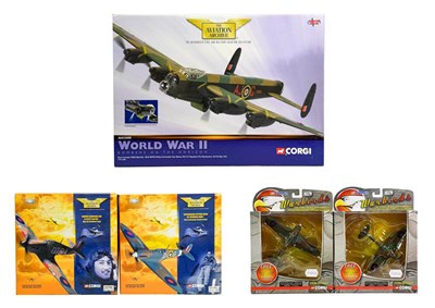 Lot 3331 - Corgi Aviation Archive Three WWII Aircraft AA32608 Avro Lancaster MkIII, 49002 Supermarine Spitfire