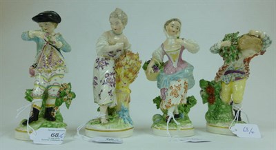 Lot 68 - A Set of Four Derby Porcelain Figures of The Seasons, late 18th century, as boys and girls,...