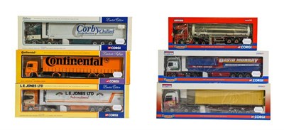 Lot 3334 - Corgi Commercials CC12908 Scania L E Jones, 75802 MAN Curtainside, CC12216 Scania Corby,...