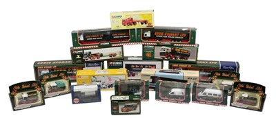 Lot 3337 - Corgi Eddie Stobart Vehicles 14303 Foden S21, 23101 Ford Transcontinental, 11601 ERF KV Low loader