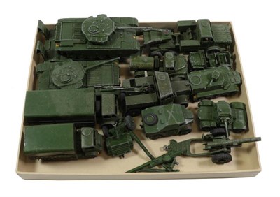 Lot 3369 - Dinky Military assorted 1950's examples including Tank transporter and tank, Recovery tractor,...
