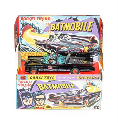 Lot 3375 - Corgi 267 Batmobile with lapel badge, leaflet and sprue (E, box insert G-E, box outer G-F, some...