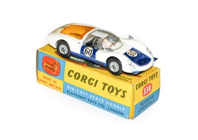 Lot 3376 - Corgi 330 Porsche Carrera 6 white/blue with yellow engine cover (E box G)
