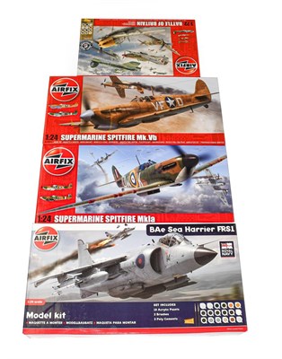 Lot 3385 - Airfix 1:24 Scale Kits BAe Sea Harrier FRS1, Supermarine Spitfire MkIa and Supermarine Spitfire...
