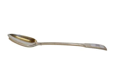 Lot 35 - A mid 19th century silver fiddle pattern basting spoon, by Charles William Quesnel, Jersey,...