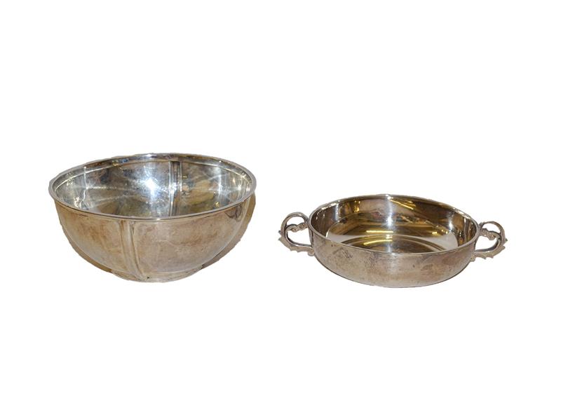 Lot 36 - A silver two-handled bowl, by Adie Bros, Birmingham, 1925, 13cm diameter together with a silver...