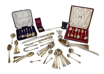 Lot 48 - A collection of assorted silver flatware of various patterns, including a George IV silver...