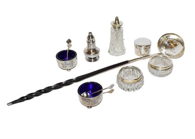 Lot 50 - Silver toddy ladle, silver salts etc