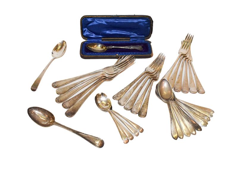 Lot 66 - A collection of assorted Victorian silver flatware of various patterns, some piece engraved...