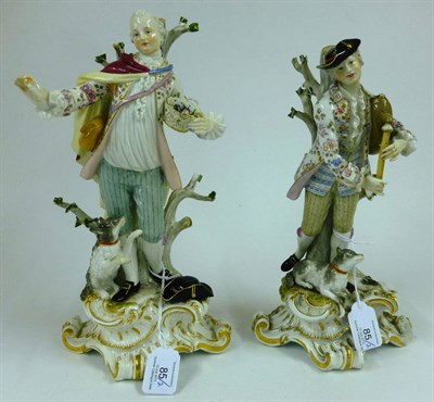 Lot 85 - A Pair of Outside Decorated Meissen Porcelain Figures of Shepherds, late 19th century, each...