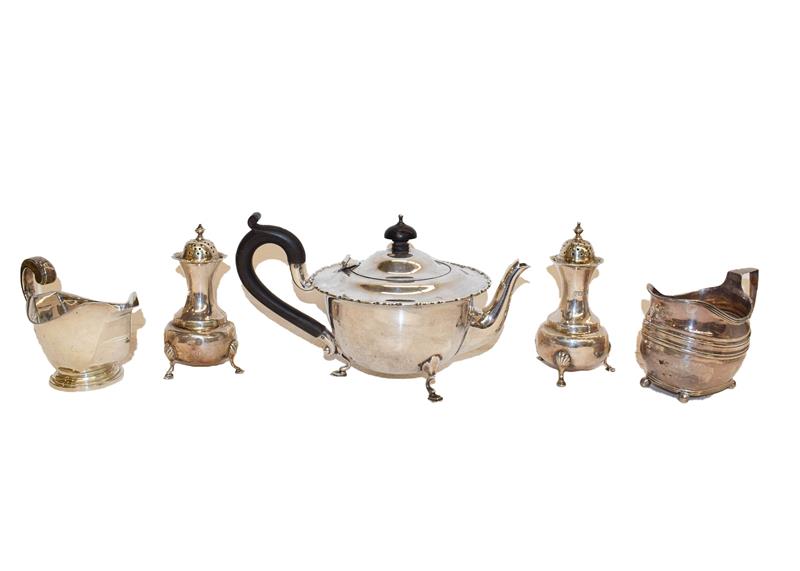 Lot 93 - A collection of silver, including a teapot, by Mappin & Webb, Birmingham. 1922, 22.5cm wide...