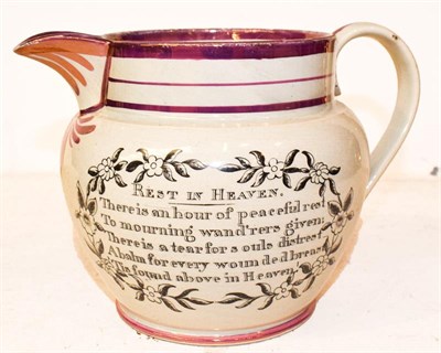 Lot 113 - An early 19th century Sunderland lustre jug printed with a view of the Iron Bridge over the...