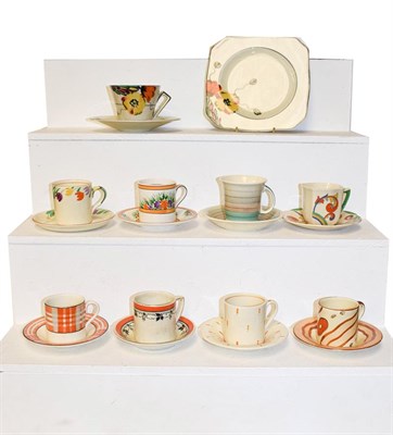 Lot 116 - A group of Art Deco coffee cans and saucers (three trays)
