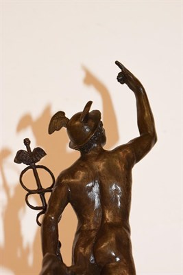 Lot 117 - A bronze statue of Mercury, another similar raised on wooden plinth, a composite model of a...