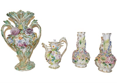 Lot 124 - A 19th century Coalbrookdale twin handled vase and three other similar pieces (4)