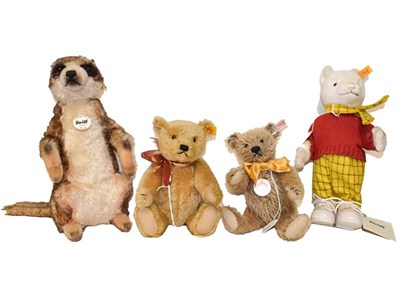 Lot 140 - A Steiff Mungo the Meerkat, Steiff Rupert the Bear and two Steiff jointed teddy bears (4)