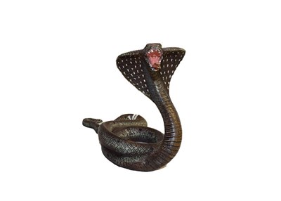 Lot 158 - A cold painted bronze model of a cobra, 14cm high