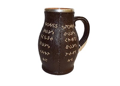 Lot 159 - A Doulton Lambeth jug, in the style of an 18th century leather jack, inscribed with mottos and with