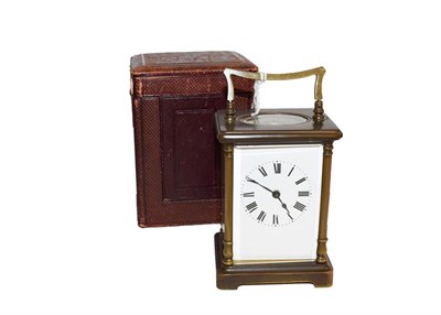 Lot 188 - A brass carriage timepiece, circa. 1900 with outer travelling case