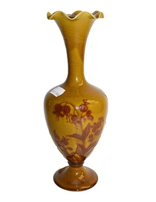 Lot 191 - A Linthorpe mustard ground vase after a design by Christopher Dresser, 26cm