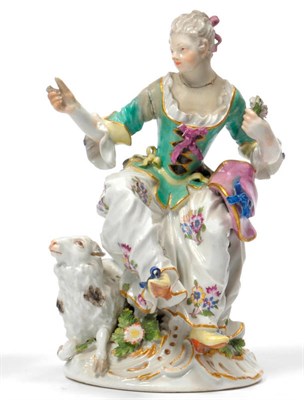 Lot 96 - A Meissen Porcelain Figure of a Lady Shepherdess, circa 1755, modelled by Johan Joachim...