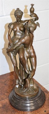 Lot 217 - Bronze statue of Mercury and Psyche, raised on a marble plinth, signed Nick 54cm