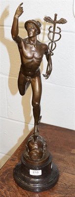 Lot 218 - After Gioranni da Bologne, bronze statue of Mercury on a marble plinth 58cm