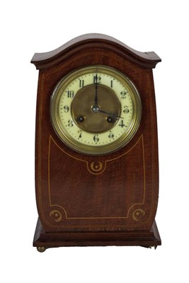 Lot 248 - An Edwardian mahogany inlaid mantel clock