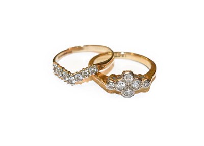 Lot 278 - A 9 carat gold diamond wishbone ring, the round brilliant cut diamonds, in white claw settings,...