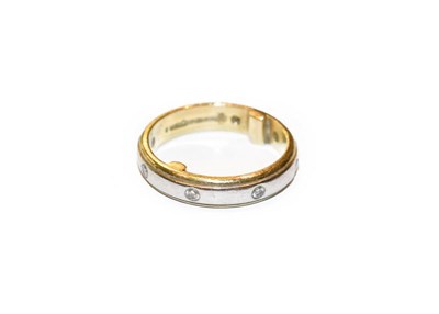 Lot 279 - An 18 carat gold diamond set band ring, finger size F1/2 (approximately, sizing beads to inner...