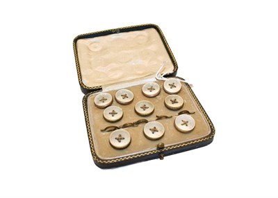 Lot 282 - A mother-of-pearl dress suite comprising of a pair of cufflinks and six buttons