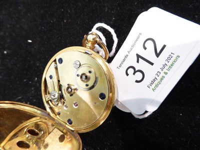 Lot 312 - A lady's fob watch, case stamped 18k