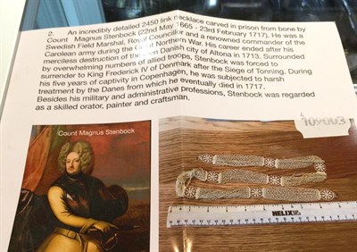 Lot 321 - An early 18th century carved bone necklace, composed of ten rows of carved bone loop-in-loop...