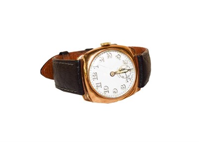 Lot 328 - A 9 carat gold enamel dial Wristwatch, signed Longines
