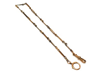 Lot 334 - Fancy linked watch chain, each link stamped 18
