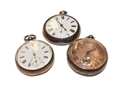 Lot 341 - Two silver open faced pocket watches and a silver pair cased pocket watch, (3)