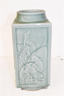 Lot 380 - A Chinese celadon glazed kong vase, Guangxu reign mark, 21.75cm, together with A Chinese provincial