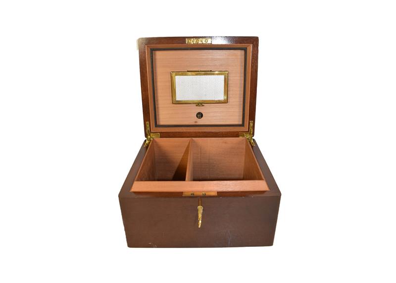 Lot 393 - A Dunhill walnut cased cigar humidor, 25cm by 22cm by 14cm