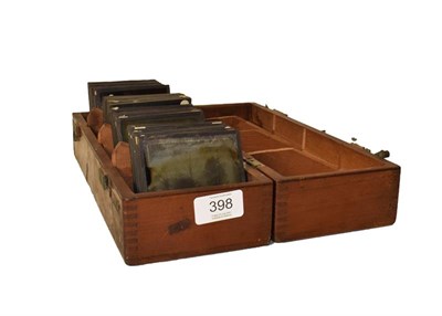 Lot 398 - Glass lantern slides, set of sixty-five glass lantern slides, mainly photographic and depicting...