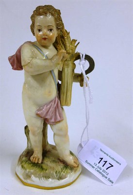 Lot 117 - A Meissen Porcelain Figure of a Putto, late 19th century, modelled by Johann Joachim Kaendler,...