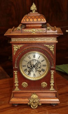 Lot 425 - A German gilt metal mounted striking mantle clock, circa. 1900, 44cm high, movement striking on...