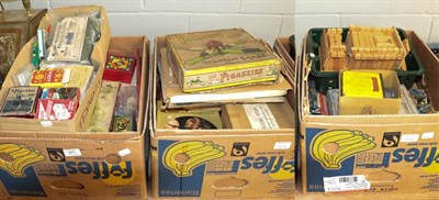 Lot 441 - Three boxes of vintage toys and games, Philip's Map Building game, Mills' Episcope, Jacques th...