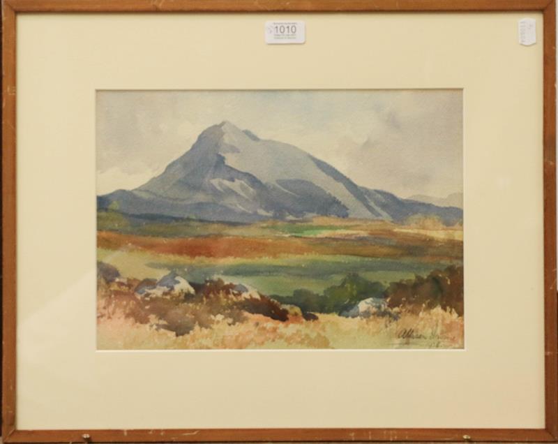 Lot 1010 - Alison Frome? (20th century) Mountain landscape, signed and dated 1936, watercolour, 25cm by...